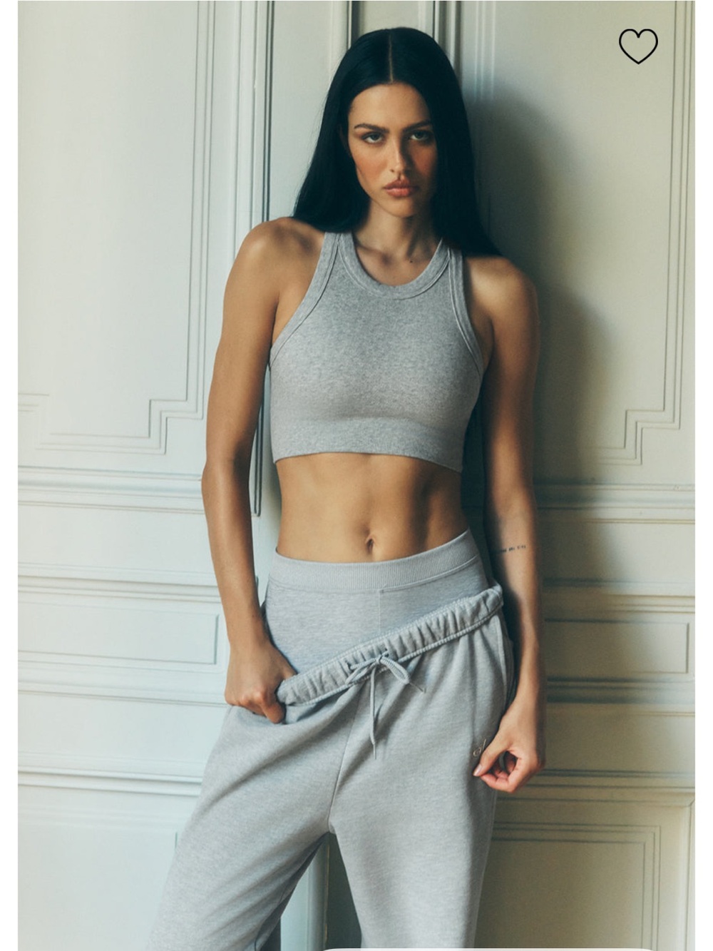 ALO Seamless Delight High Neck Bra in Athletic Heather Grey